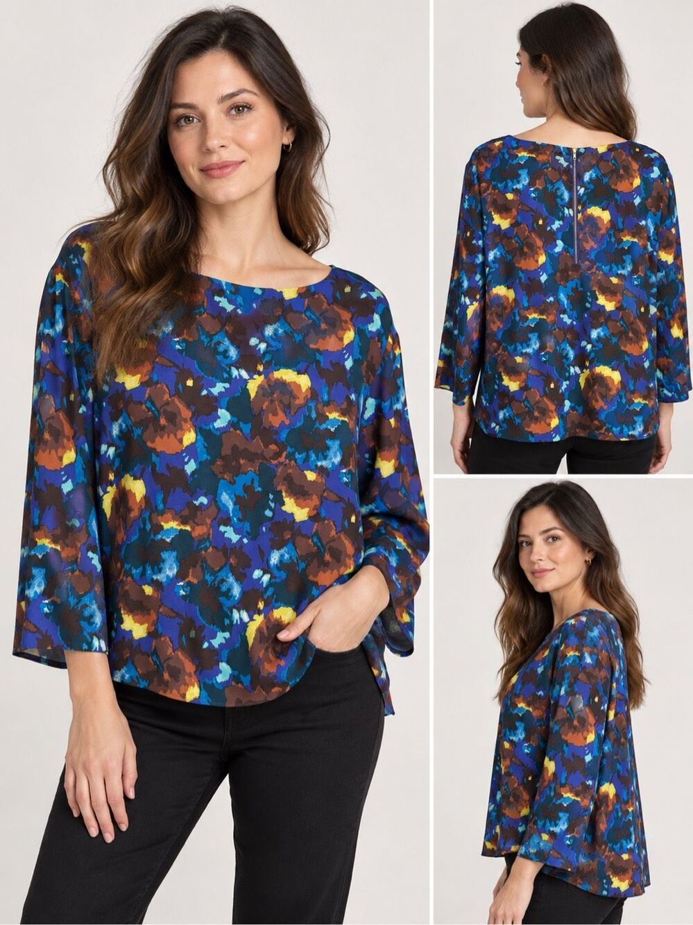 Boden Women’s US 18 Multicolor Abstract Print Silk Blend Blouse Top